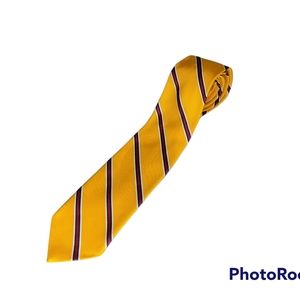 Land's End Golden Yellow Diagonal Striped Tie Silk Blend
